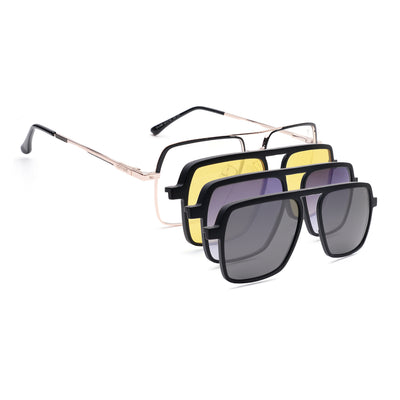 Voyage Golden Wayfarer Clip-On Eyeglasses for Men & Women (CL209FMG8593)