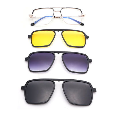 Voyage Golden Wayfarer Clip-On Eyeglasses for Men & Women (CL209FMG8593)