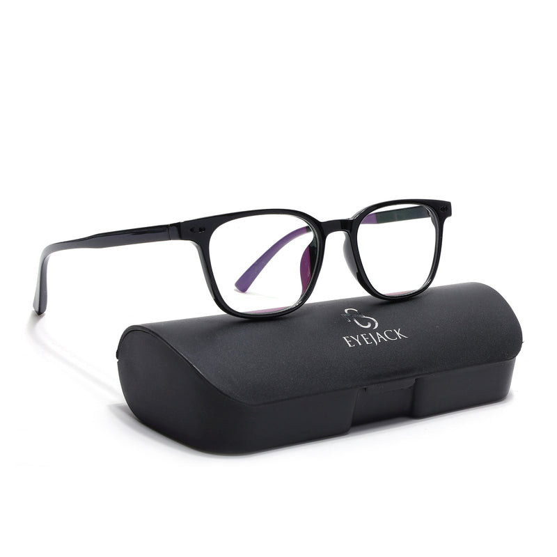 Eyejack Canment Shine Black Square Eyeglasses for Men & Women (CM20020FCL1858-C1)