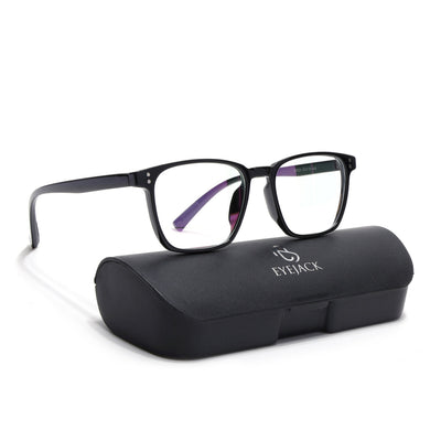 Eyejack Canment Shine Black Square Eyeglasses for Men & Women (CM20024FCL1868-C1)