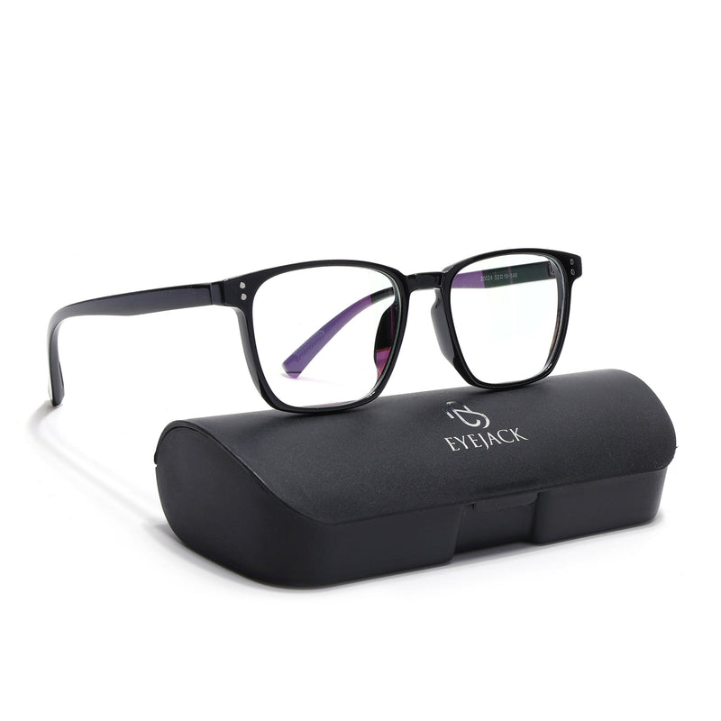 Eyejack Canment Shine Black Square Eyeglasses for Men & Women (CM20024FCL1868-C1)