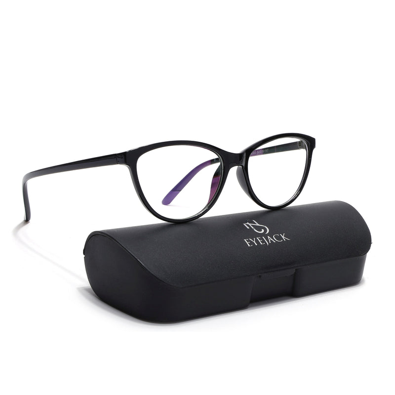 Eyejack Canment Black Cateye Eyeglasses for Women (CM2363FCL1766-C1)