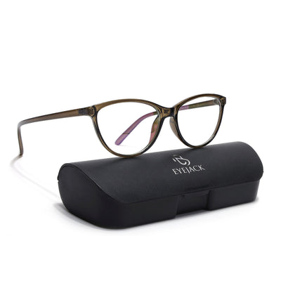 Eyejack Canment Olive Cateye Eyeglasses for Women (CM2363FCL1768-C3)