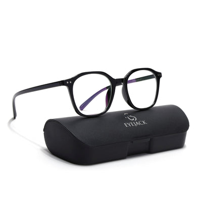 Eyejack Canment Shine Black Square Eyeglasses for Men & Women (CM2506FCL1810-C1)
