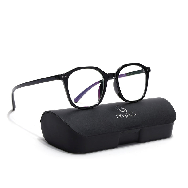 Eyejack Canment Shine Black Square Eyeglasses for Men & Women (CM2506FCL1810-C1)