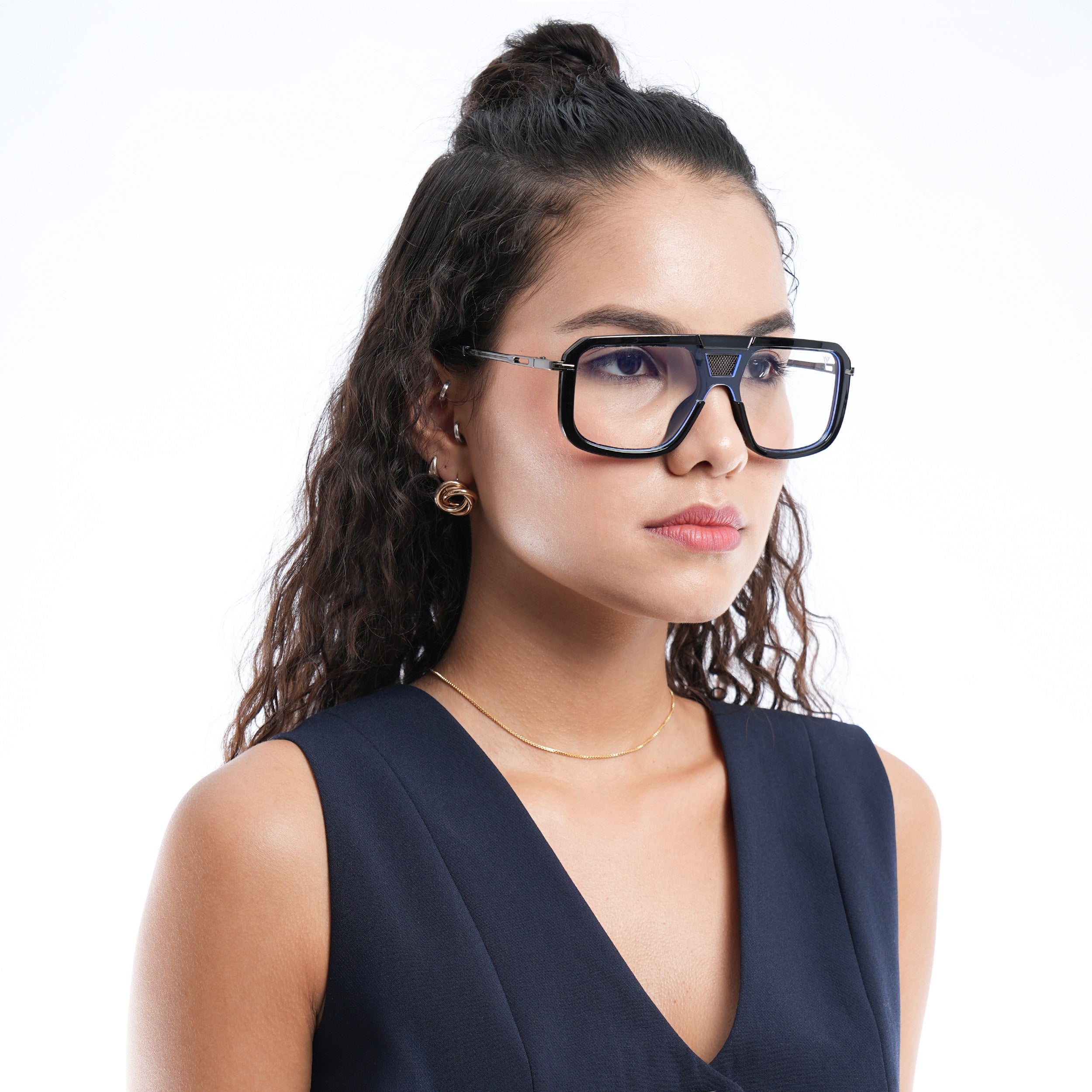 Voyage Ranger I Black & Grey Wayfarer Eyeglasses for Men & Women (D22MG5257-C1)