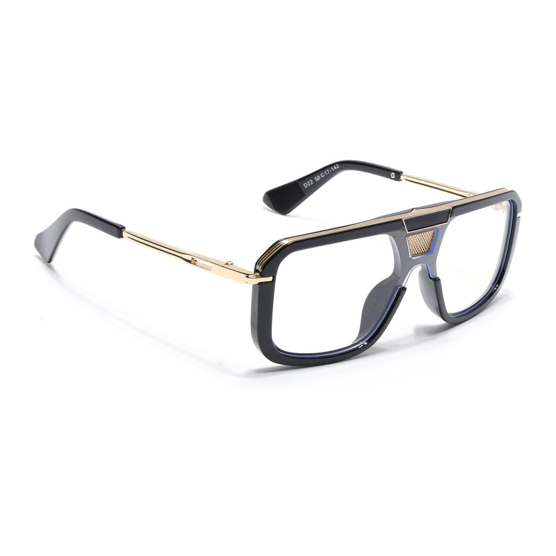 Voyage Ranger I Black & Golden Wayfarer Eyeglasses for Men & Women (D22MG5258-C2)