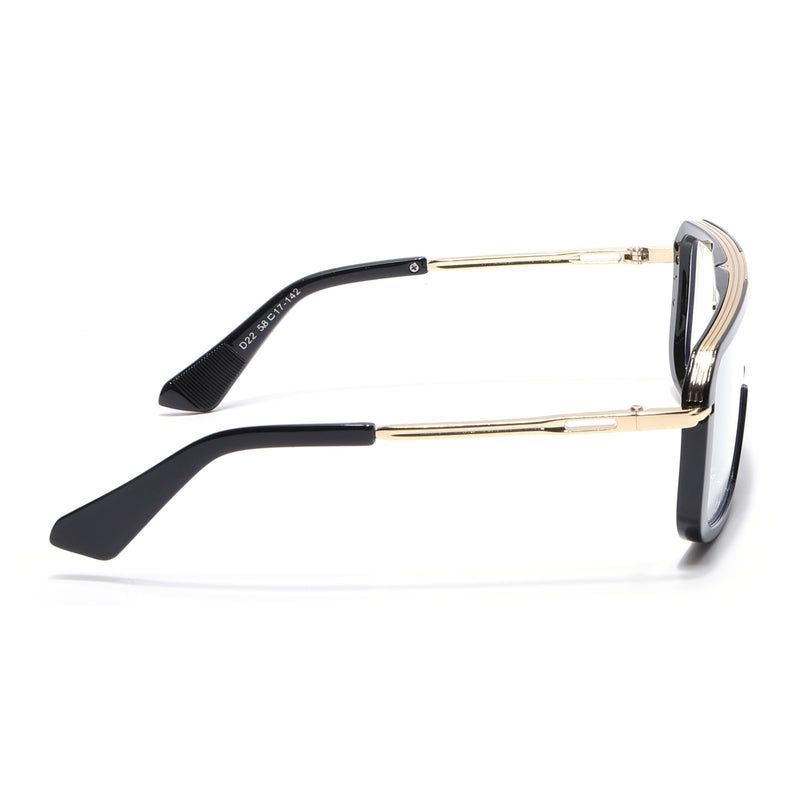 Voyage Ranger I Black & Golden Wayfarer Eyeglasses for Men & Women (D22MG5258-C2)