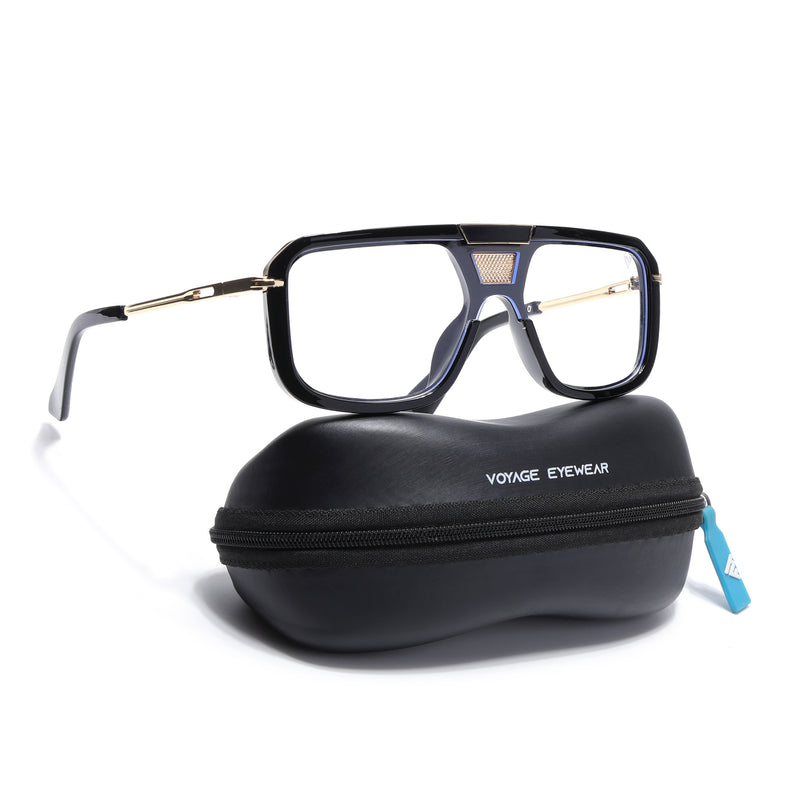 Voyage Ranger I Black & Golden Wayfarer Eyeglasses for Men & Women (D22MG5258-C2)