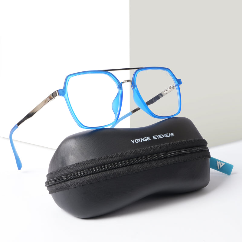 Voyage Metal Head Blue & Silver Wayfarer Eyeglasses for Men & Women (TR83075MG5446-C5)