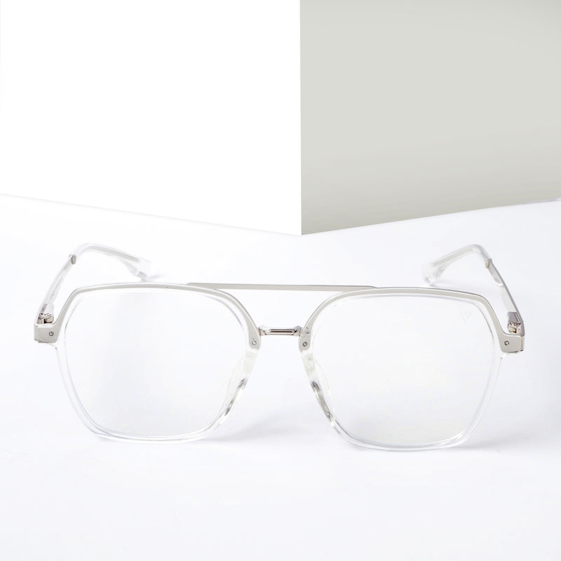 Voyage Metal Head Transparent & Silver Wayfarer Eyeglasses for Men & Women (TR83075MG5443-C2)