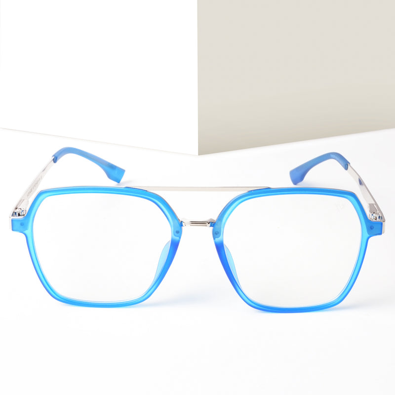 Voyage Metal Head Blue & Silver Wayfarer Eyeglasses for Men & Women (TR83075MG5446-C5)