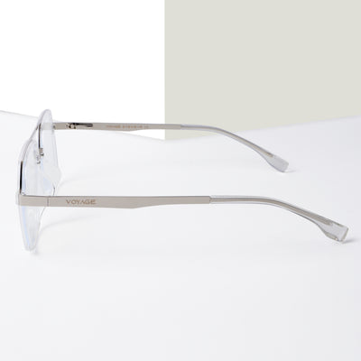 Voyage Metal Head Transparent & Silver Wayfarer Eyeglasses for Men & Women (TR83075MG5443-C2)