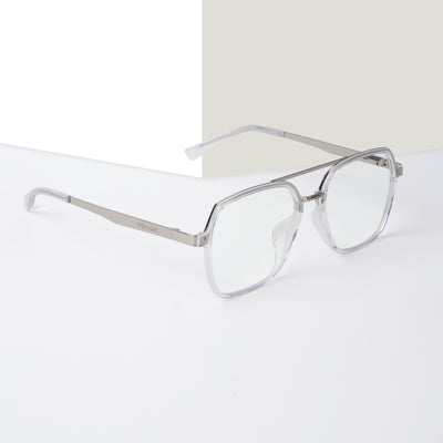 Voyage Metal Head Transparent & Silver Wayfarer Eyeglasses for Men & Women (TR83075MG5443-C2)