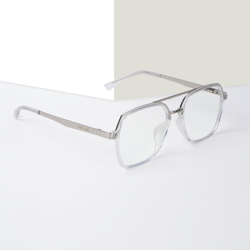 Voyage Metal Head Transparent & Silver Wayfarer Eyeglasses for Men & Women (TR83075MG5443-C2)