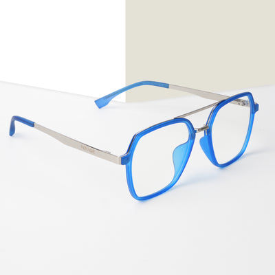 Voyage Metal Head Blue & Silver Wayfarer Eyeglasses for Men & Women (TR83075MG5446-C5)