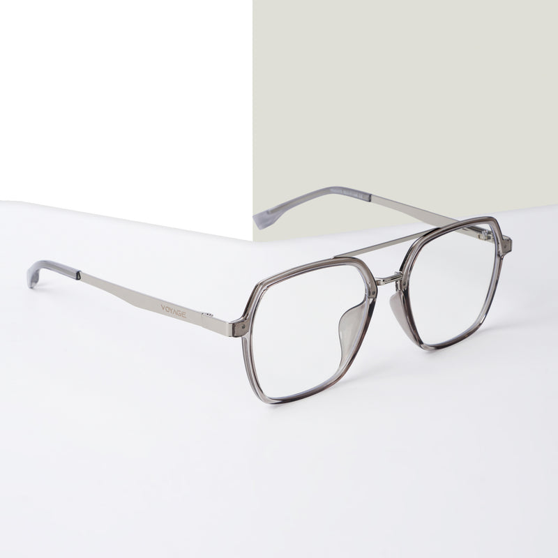 Voyage Metal Head Grey & Silver Wayfarer Eyeglasses for Men & Women (TR83075MG5444-C3)