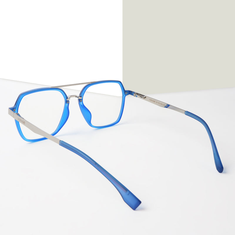 Voyage Metal Head Blue & Silver Wayfarer Eyeglasses for Men & Women (TR83075MG5446-C5)