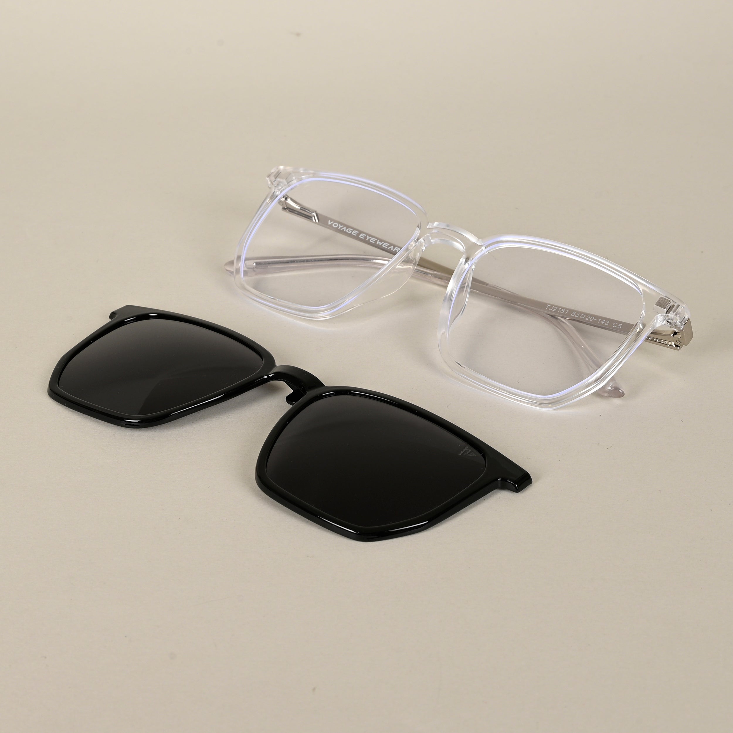 Voyage Transparent Wayfarer TR Clip-On Polarized Sunglasses for Men & Women (2181PMG4658-C2)