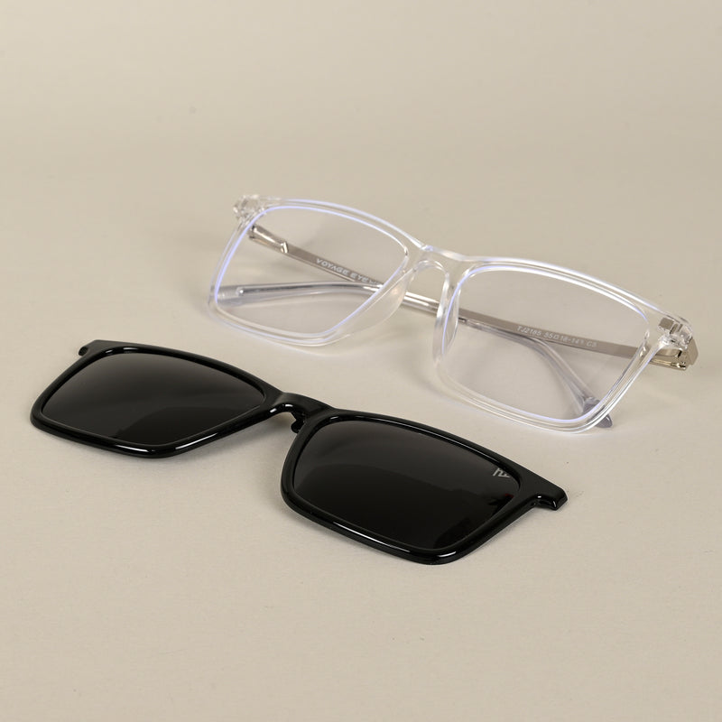 Voyage Transparent Wayfarer TR Clip-On Polarized Sunglasses for Men & Women (2185PMG4666-C2)