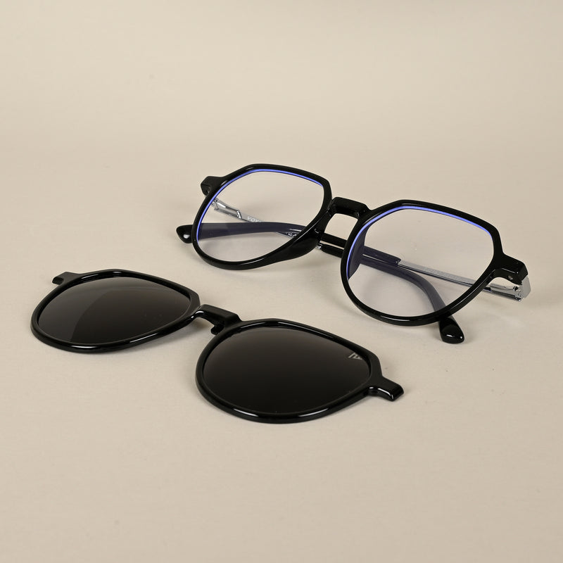 Voyage Black Wayfarer TR Clip-On Polarized Sunglasses for Men & Women (2182PMG4659-C1)