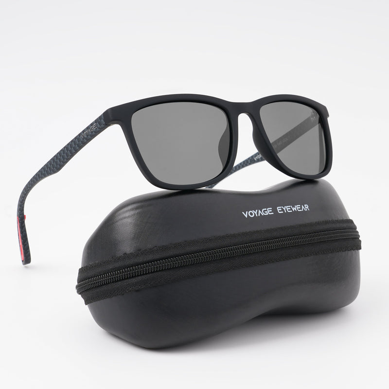 Voyage Wayfarer Polarized Sunglasses for Men & Women (Black Lens | Matt Black Frame - PMG5255)