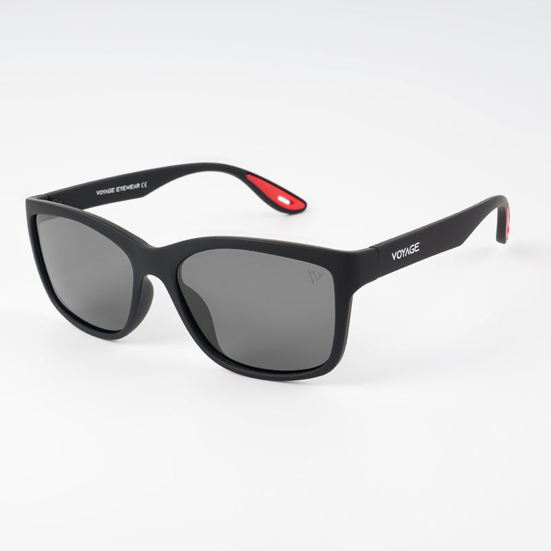 Voyage Wayfarer Polarized Sunglasses for Men & Women (Black Lens | Matt Black Frame - PMG5253)