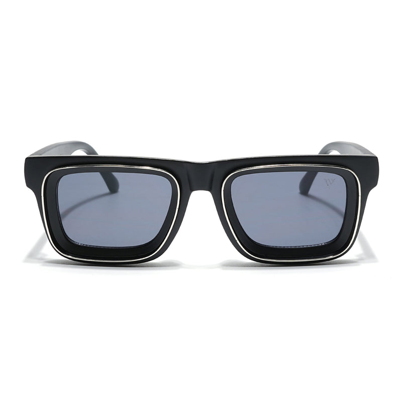 Smuggler | Matte Black & Silver Unisex Sunglasses | Black Lens - MG6421