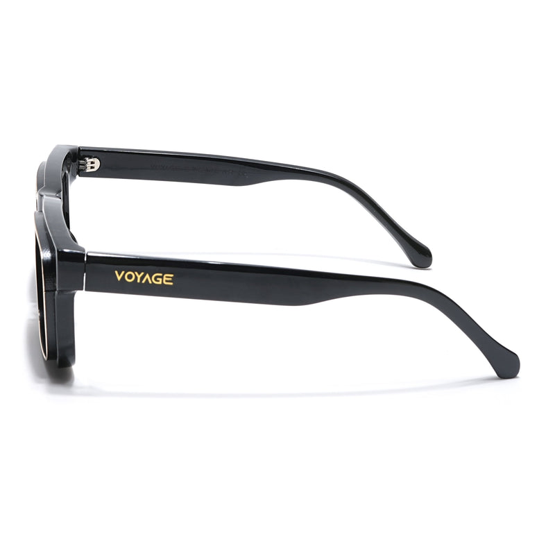 Smuggler | Shine Black & Golden Unisex Sunglasses | Black Lens - MG6422