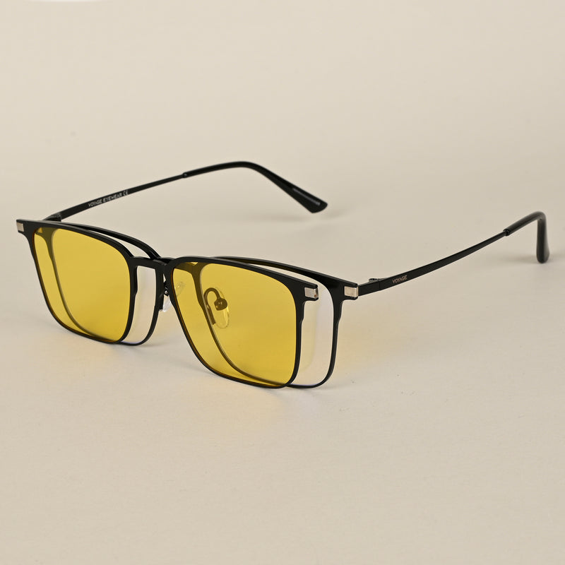Voyage Black Square Metal Clip-On Polarized Sunglasses for Men & Women (7012PMG4654-C1)