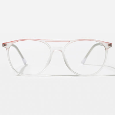 Eyejack Swift Matt Transparent & Red Oval Eyeglasses for Men & Women (MB23002CL140-C5)