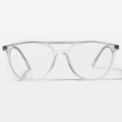 Eyejack Swift Transparent Blue & Grey Oval Eyeglasses for Men & Women (MB23002CL143-C8)