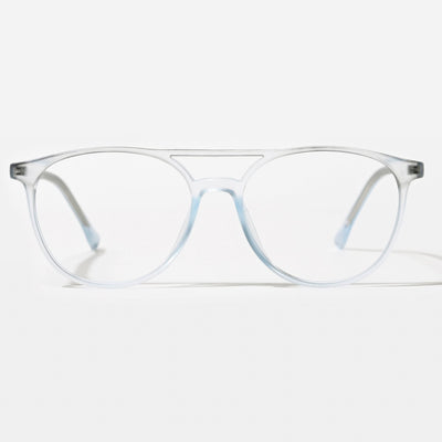 Eyejack Swift Transparent Blue & Black Oval Eyeglasses for Men & Women (MB23002CL142-C7)
