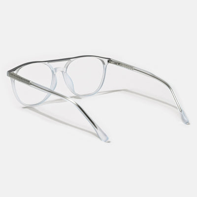 Eyejack Swift Transparent Blue & Black Oval Eyeglasses for Men & Women (MB23002CL142-C7)