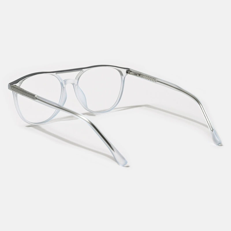 Eyejack Swift Transparent Blue & Black Oval Eyeglasses for Men & Women (MB23002CL142-C7)