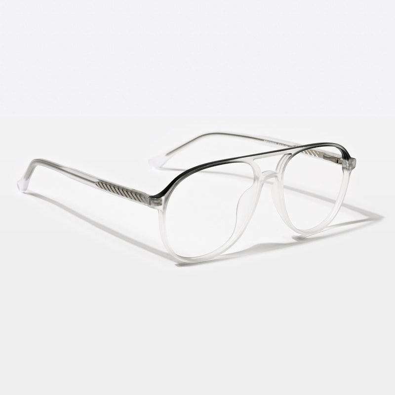 Eyejack Swift Matt Transparent & Black Aviator Eyeglasses for Men & Women (MB23003CL144-C1)