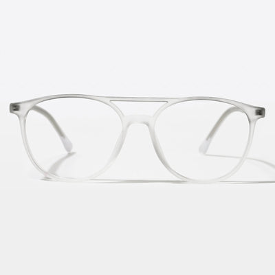 Eyejack Swift Matt Transparent & Grey Round Eyeglasses for Men & Women (MB23002CL137-C2)