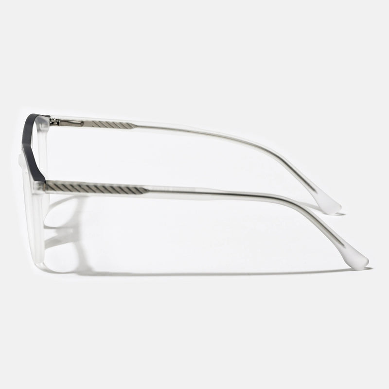 Eyejack Swift Matt Transparent & Grey Round Eyeglasses for Men & Women (MB23002CL137-C2)