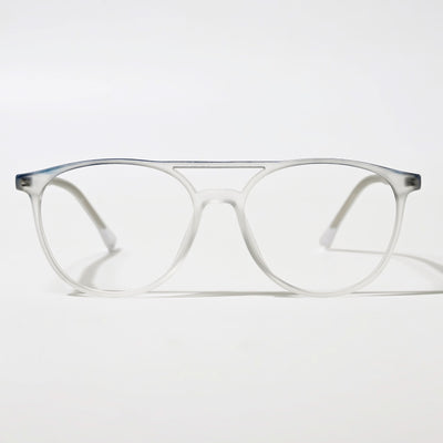 Eyejack Swift Matt Transparent & Blue Oval Eyeglasses for Men & Women (MB23002CL138-C3)