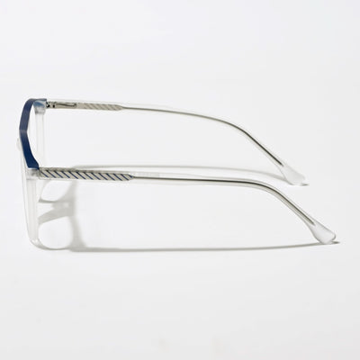 Eyejack Swift Matt Transparent & Blue Oval Eyeglasses for Men & Women (MB23002CL138-C3)