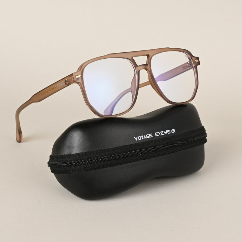 Voyage Maverick Transparent Brown Wayfarer Eyeglasses for Men & Women (TR85207MG4727-C2)