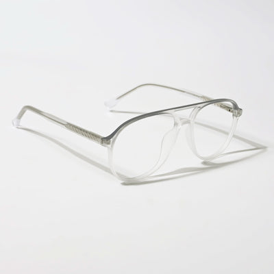 Eyejack Swift Matt Transparent & Grey Aviator Eyeglasses for Men & Women (MB23003CL145-C2)