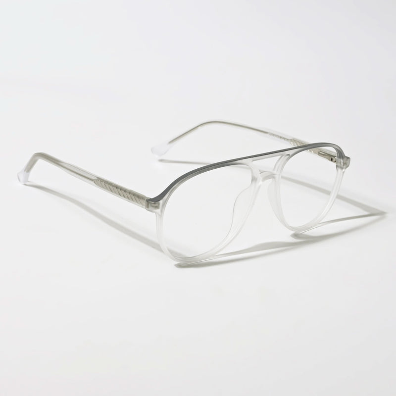 Eyejack Swift Matt Transparent & Grey Aviator Eyeglasses for Men & Women (MB23003CL145-C2)
