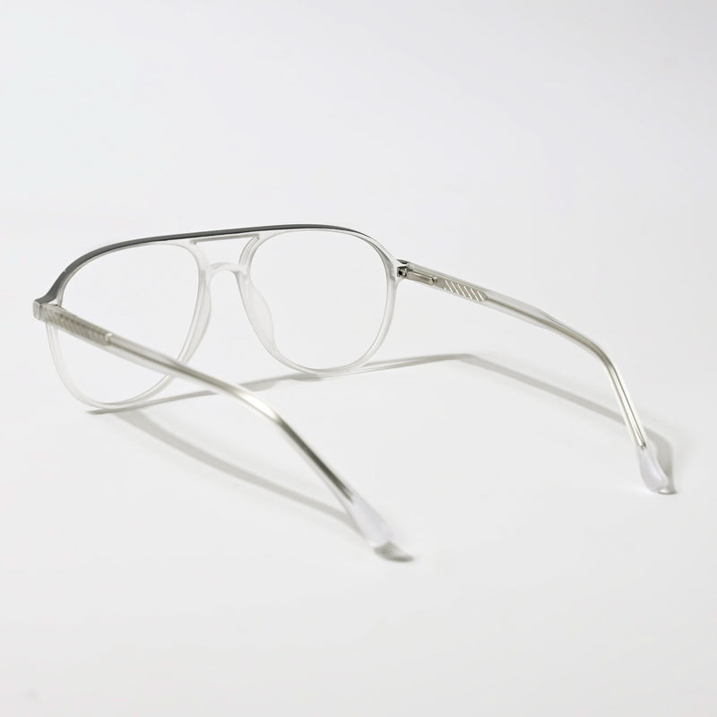 Eyejack Swift Matt Transparent & Grey Aviator Eyeglasses for Men & Women (MB23003CL145-C2)