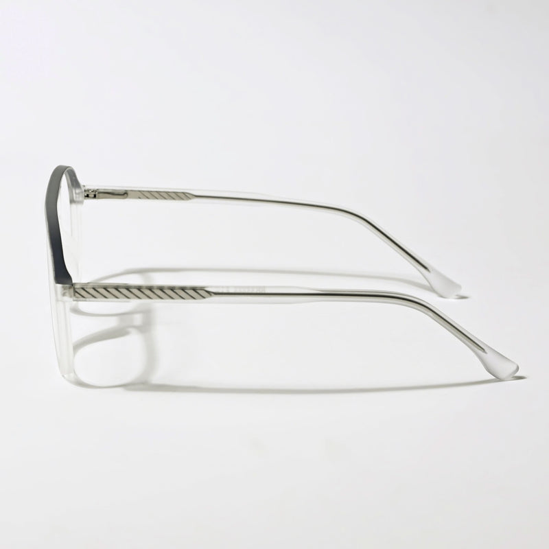 Eyejack Swift Matt Transparent & Grey Aviator Eyeglasses for Men & Women (MB23003CL145-C2)