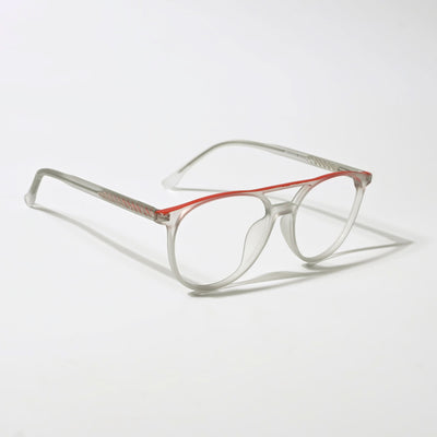 Eyejack Swift Grey & Red Oval Eyeglasses for Men & Women (MB23002CL141-C6)