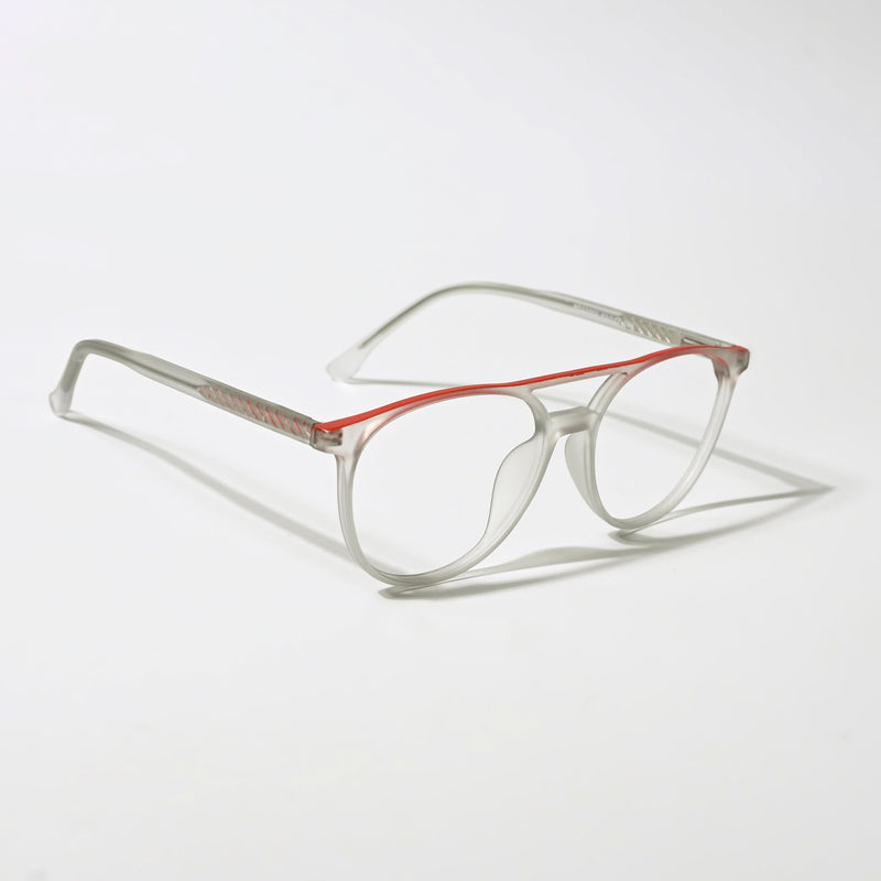 Eyejack Swift Grey & Red Oval Eyeglasses for Men & Women (MB23002CL141-C6)