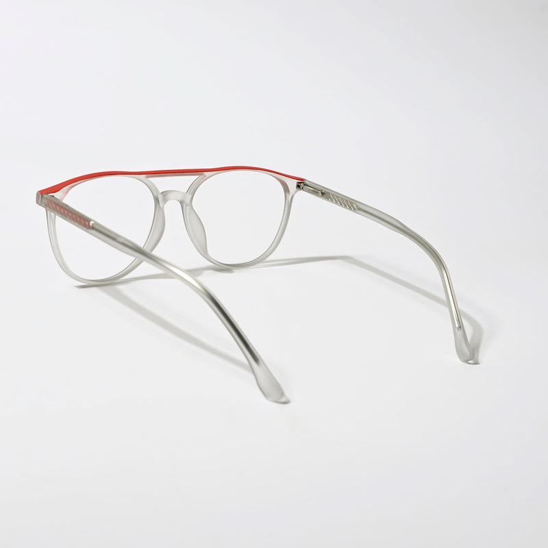 Eyejack Swift Grey & Red Oval Eyeglasses for Men & Women (MB23002CL141-C6)