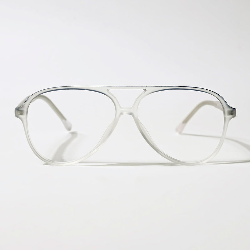 Eyejack Swift Matt Transparent & Blue Aviator Eyeglasses for Men & Women (MB23005CL162-C3)