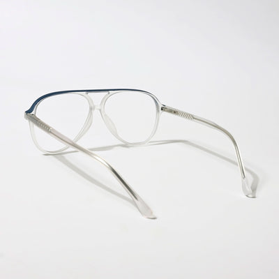 Eyejack Swift Matt Transparent & Blue Aviator Eyeglasses for Men & Women (MB23005CL162-C3)